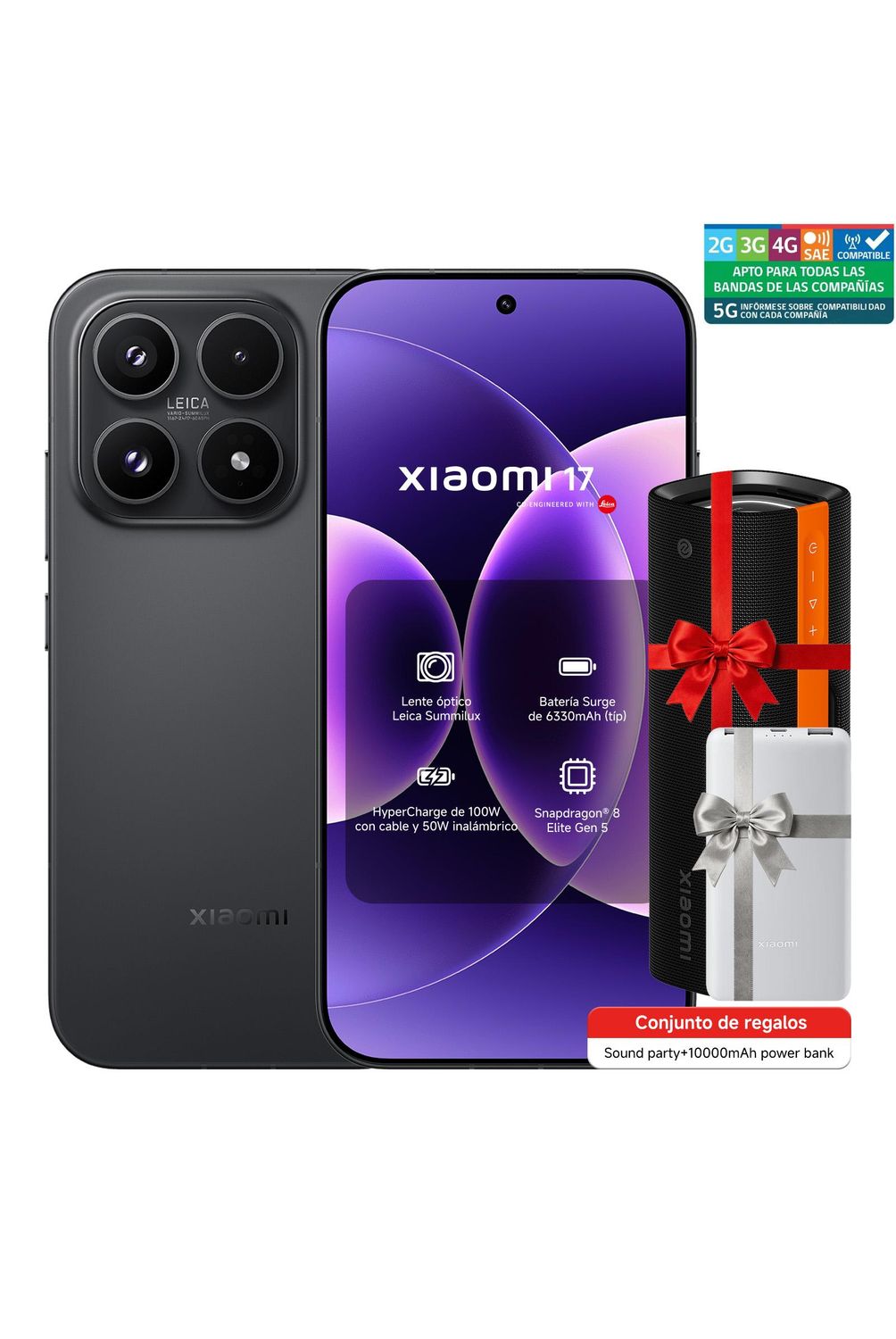 Xiaomi 17（12/256GB）黒　大陸版をグローバル化済 XIAOMI Xiaomi 17 Negro 256GB + Soundparty + Power bank | Falabella