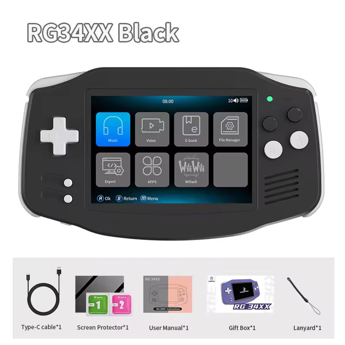 CORRERREY - consola de juegos portátil pantalla IPS de 3,4 pulgadas sistema Linux salida HDMI mando de juegos