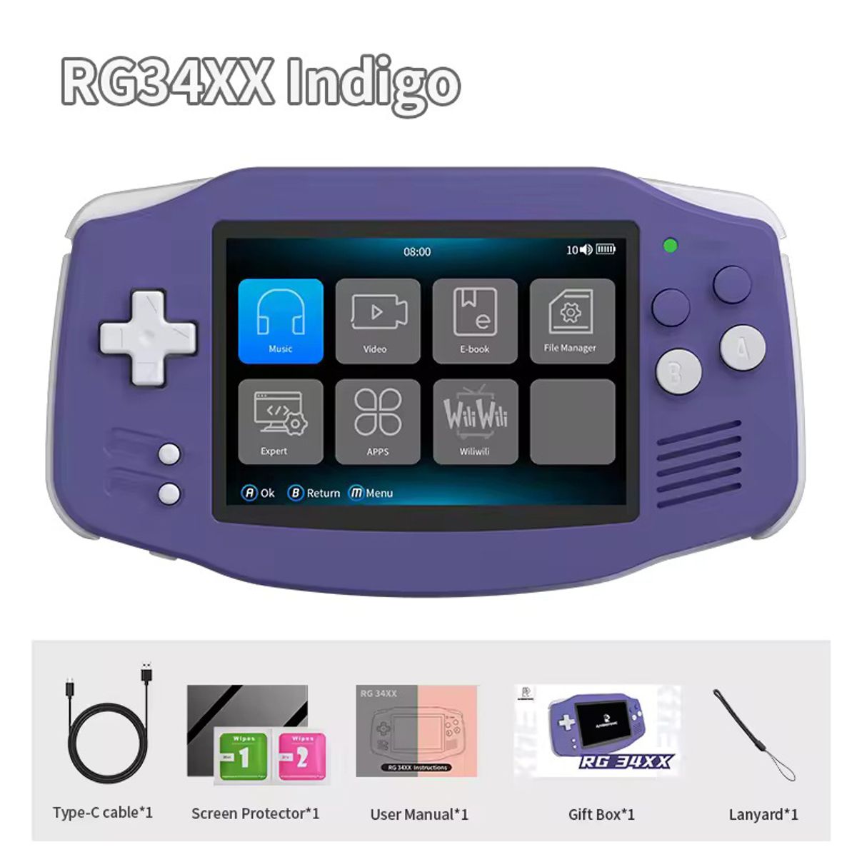 CORRERREY - consola de juegos portátil pantalla IPS de 3,4 pulgadas sistema Linux salida HDMI mando de juegos