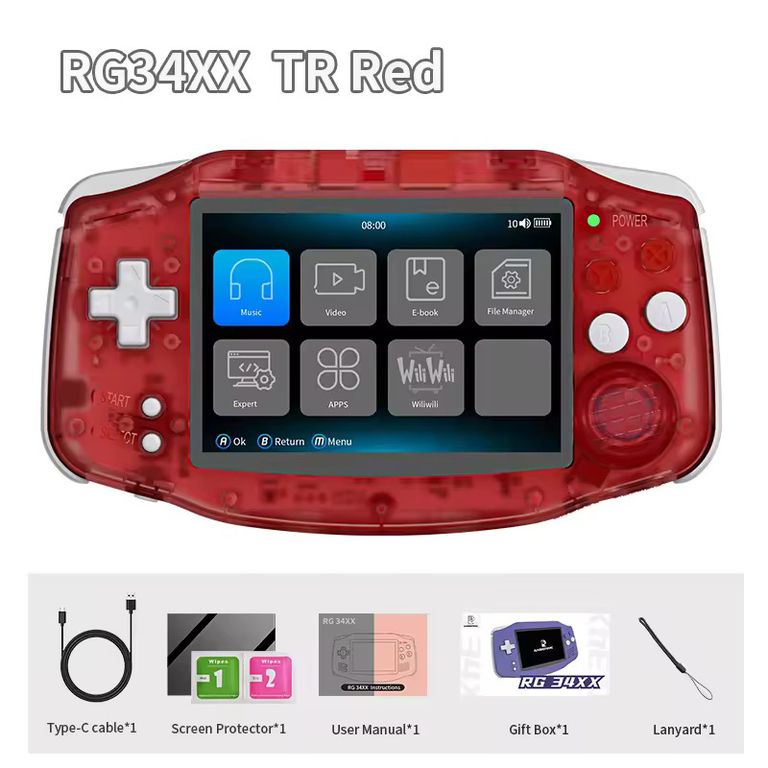 CORRERREY Consola de juegos portátil pantalla IPS de 3,4 pulgadas sistema Linux salida HDMI mando de juegos