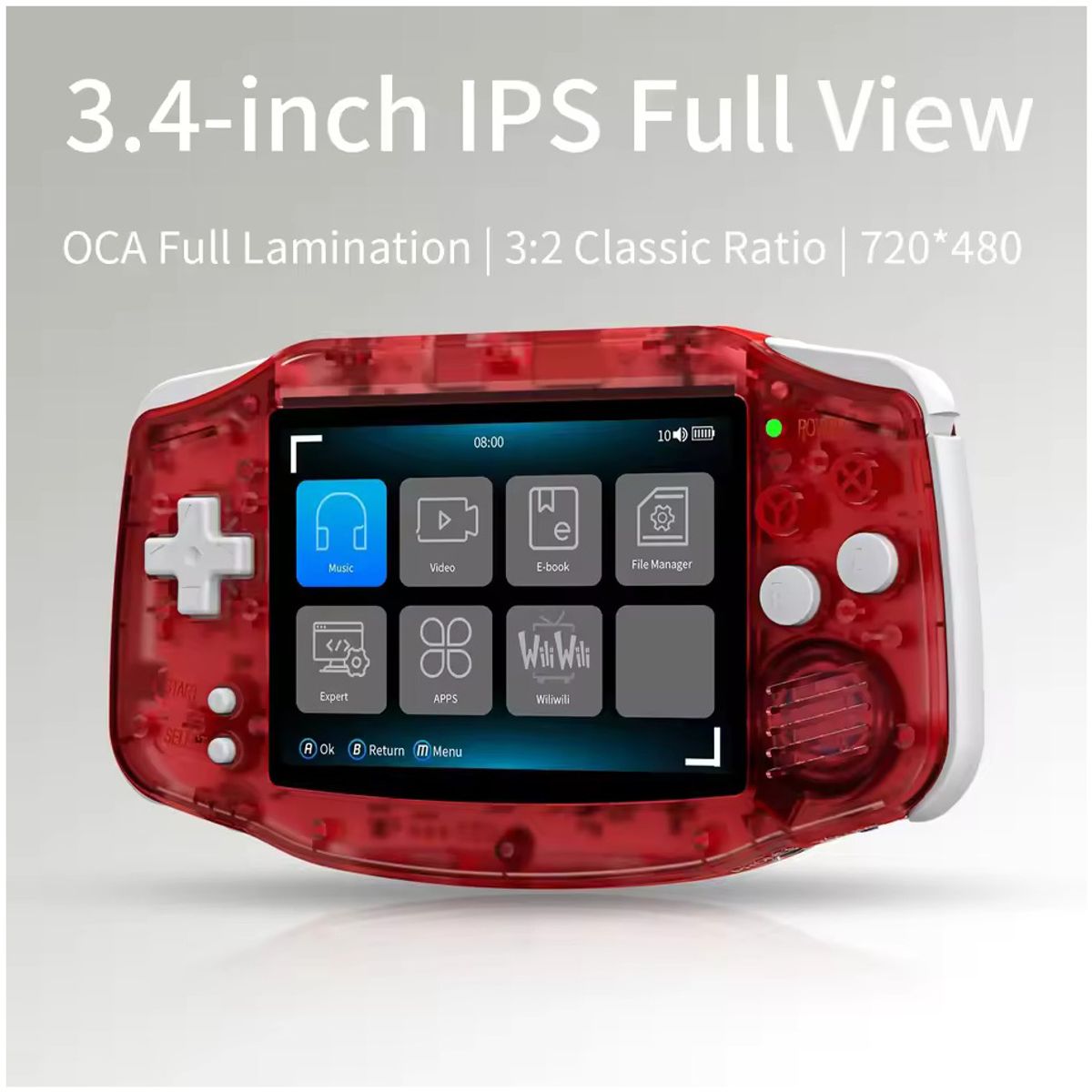 CORRERREY - consola de juegos portátil pantalla IPS de 3,4 pulgadas sistema Linux salida HDMI mando de juegos