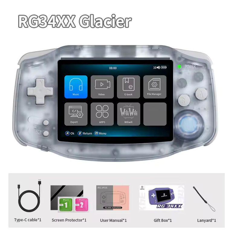 CORRERREY Consola de juegos portátil pantalla IPS de 3,4 pulgadas sistema Linux salida HDMI mando de juegos