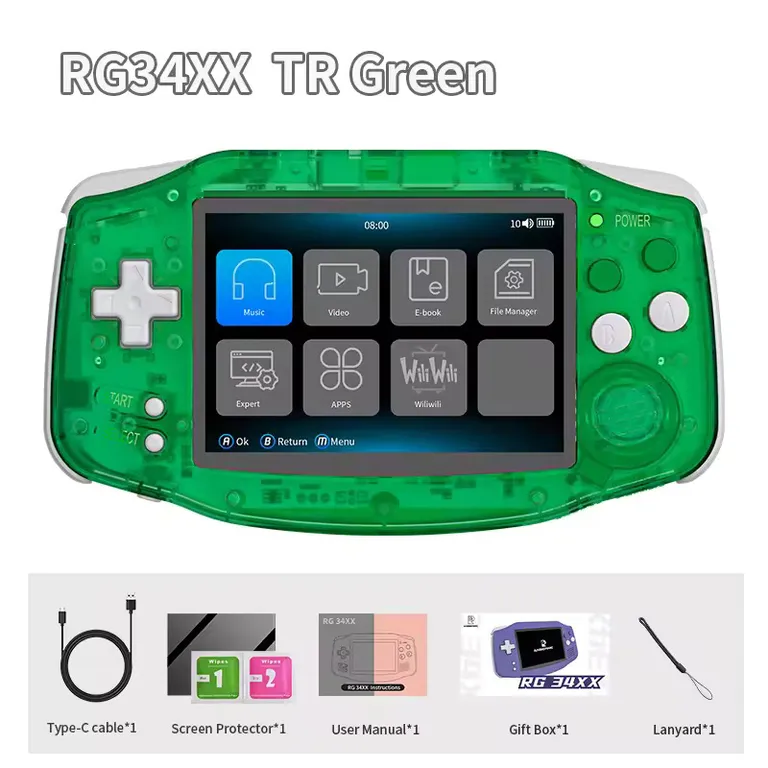 CORRERREY Consola de juegos portátil pantalla IPS de 3,4 pulgadas sistema Linux salida HDMI mando de juegos