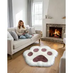 GENERICO - Alfombra Decorativa Forma Pata Gato Suave 70x80cm
