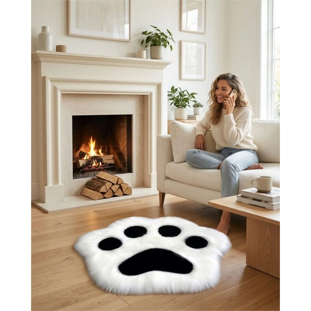 GENERICO - Alfombra Decorativa Forma Pata Gato Suave 70x80cm