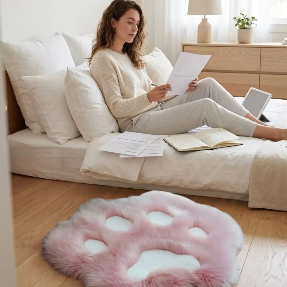 GENERICO - Alfombra Decorativa Forma Pata Gato Suave 70x80cm