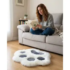 GENERICO - Alfombra Decorativa Forma Pata Gato Suave 70x80cm