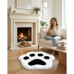 GENERICO - Set de 2 alfombras Decorativa Forma Pata Gato Suave 70x80cm