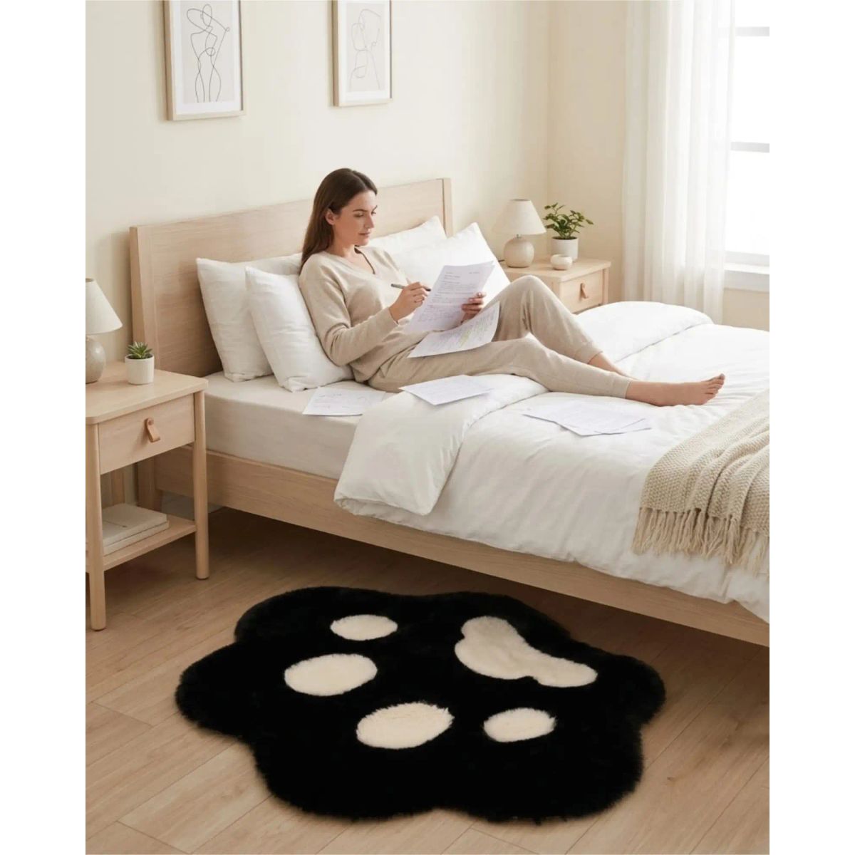 GENERICO - Set de 2 alfombras Decorativa Forma Pata Gato Suave 70x80cm