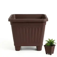 GENERICO - Pack 10 Maceteros Plástico Cuadrado Café 10 cm