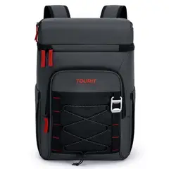 TOURIT - Mochila Térmica Dual Zone 26 latas 20L Impermeable Gris Oscuro