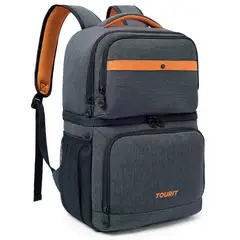 TOURIT - Mochila Térmica Double Deck 30 latas 28L Impermeable Gris Oscuro