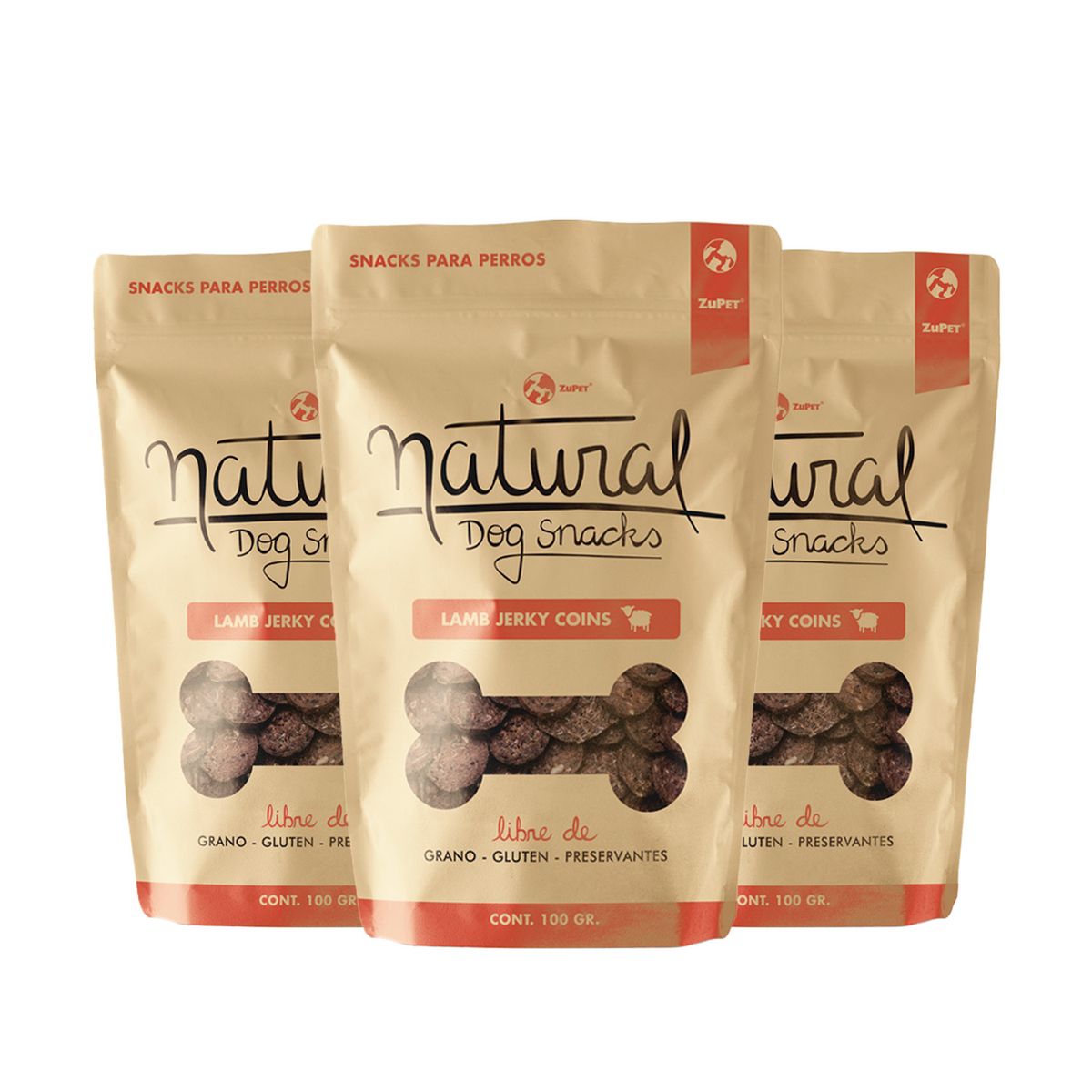ZUPET - Natural Dog Snack Lamb Jerky Slices 100grs Pack X3
