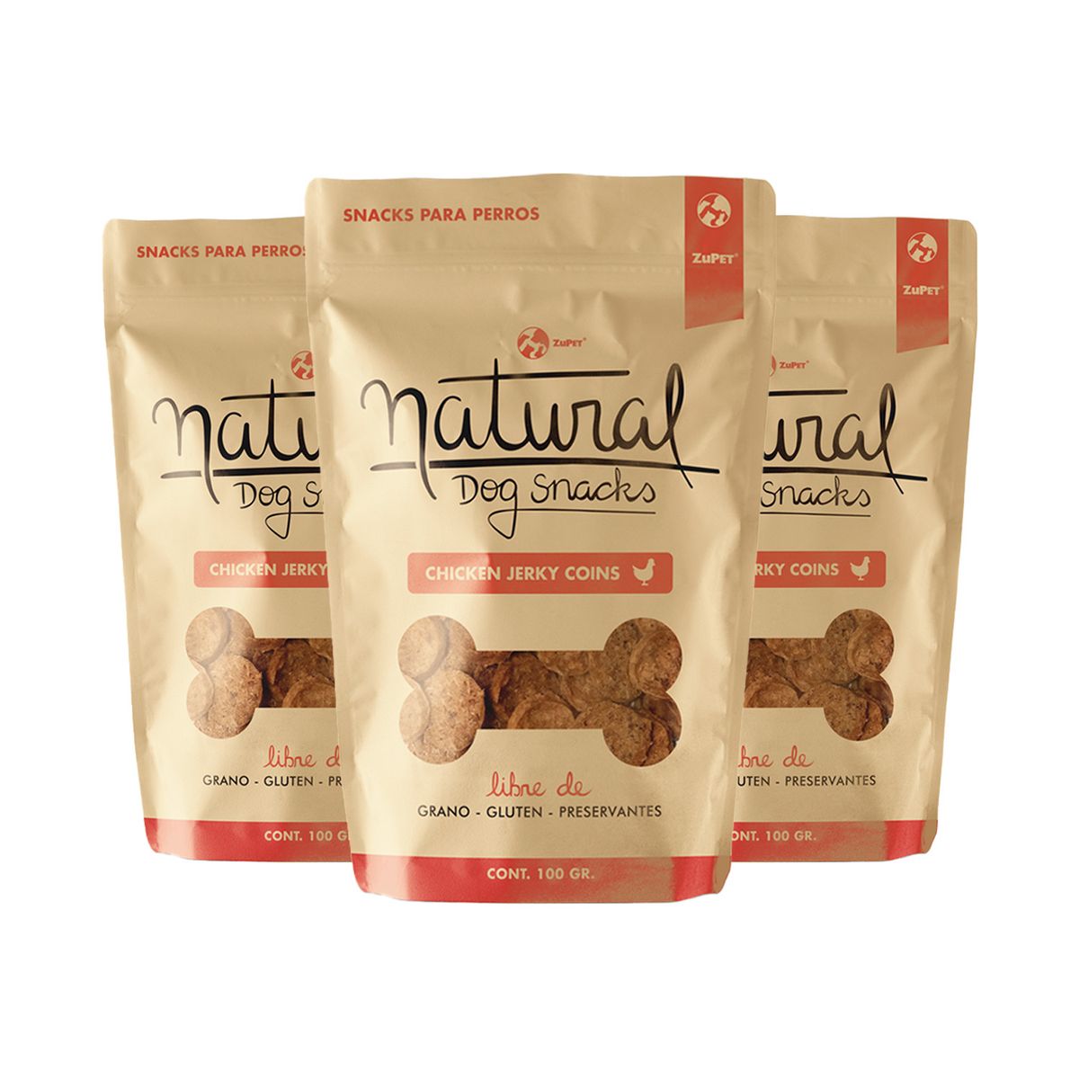 ZUPET - Natural Dog Snack Chicken Jerky Slices 100gr Pack X3