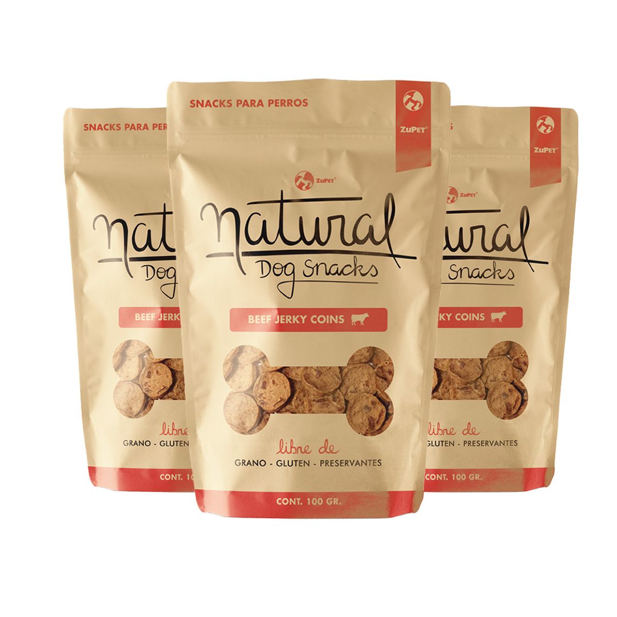 ZUPET - Natural Dog Snack Beef Jerky Slices 100gr Pack X3
