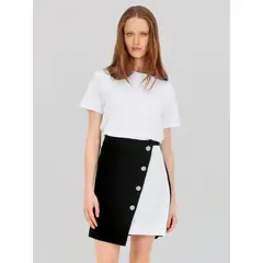 KARL LAGERFELD - Falda con bloque color diseño de botones Multicolor