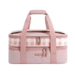 TOURIT - Bolsa Térmica Doble Comida 23x33cm Acolchada Rosa