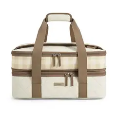 TOURIT - Bolsa Térmica Doble Comida 23x33cm Acolchada Beige