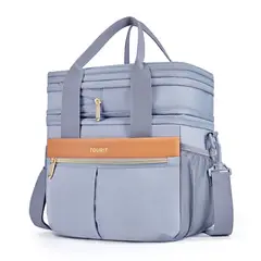 TOURIT - Lonchera Térmica Double Deck 23 latas 13L Expandible Gris