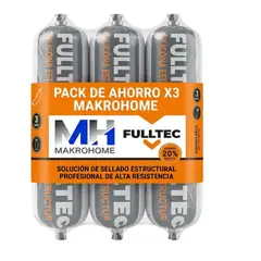 FULLTEC - Pack 3 Sellador Poliuretano Estructural 600ml Negro