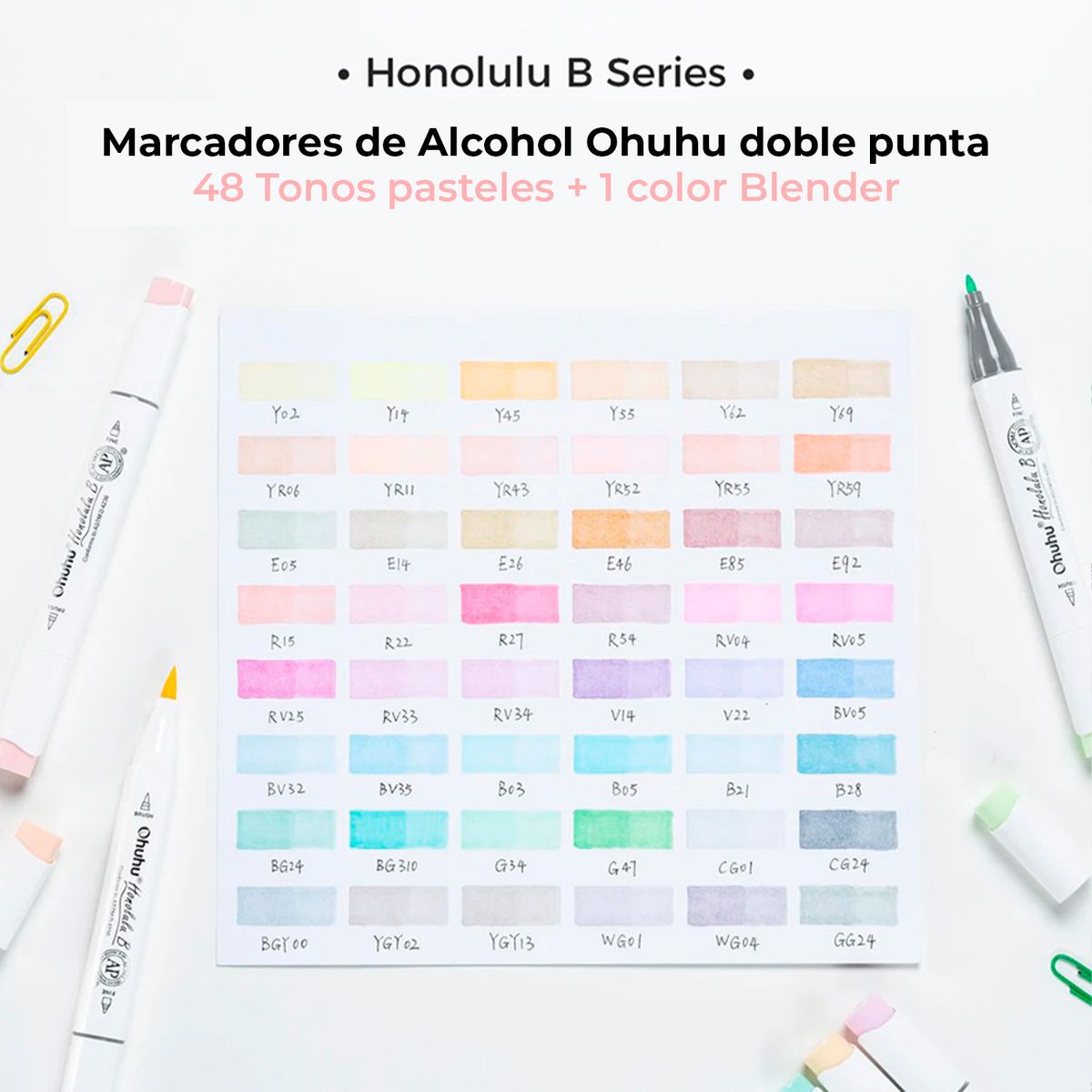 OHUHU - Ohuhu 48 Marcadores de Alcohol Pastel Sweetness Pincel&Fina