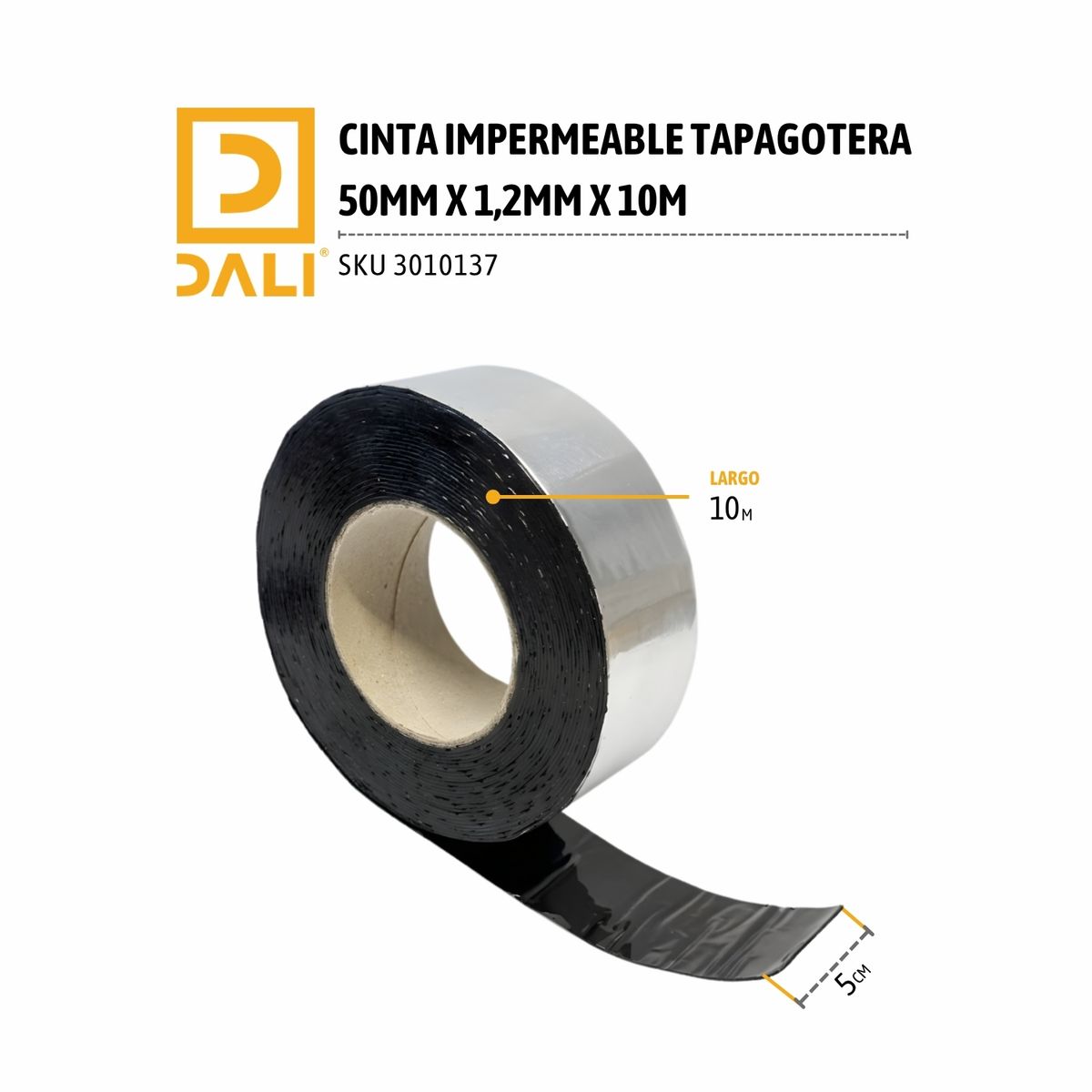 DALI - Cinta impermeable tapagotera 50mm x 1,2mm x 10m