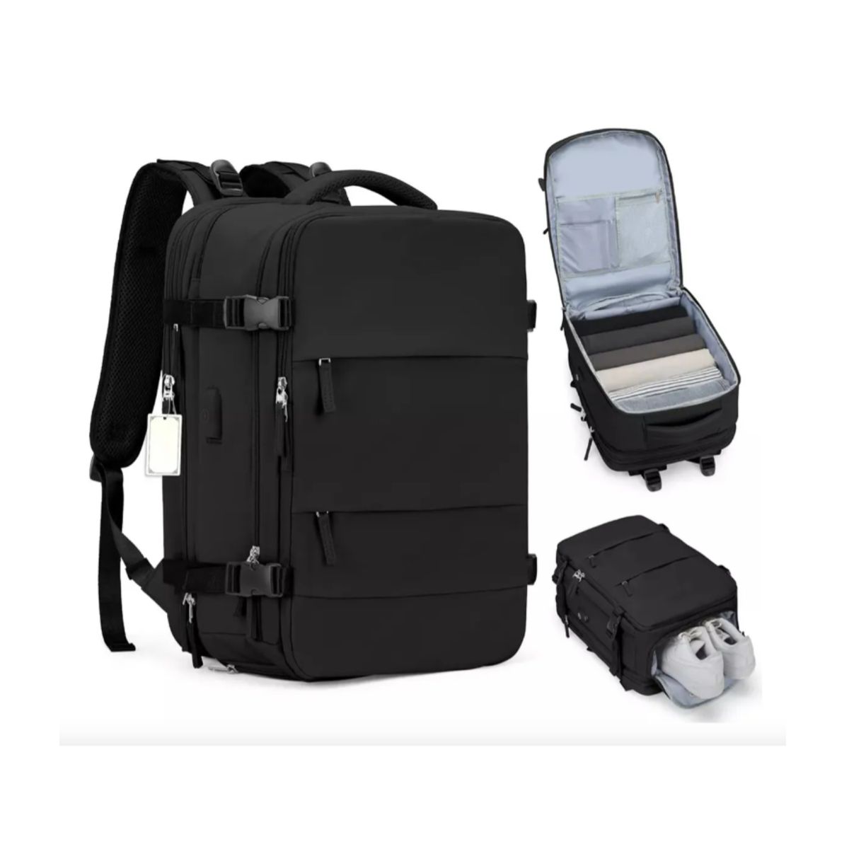 GENERICO - Mochila de Viaje Viral Multiples Compartimentos Color Negro
