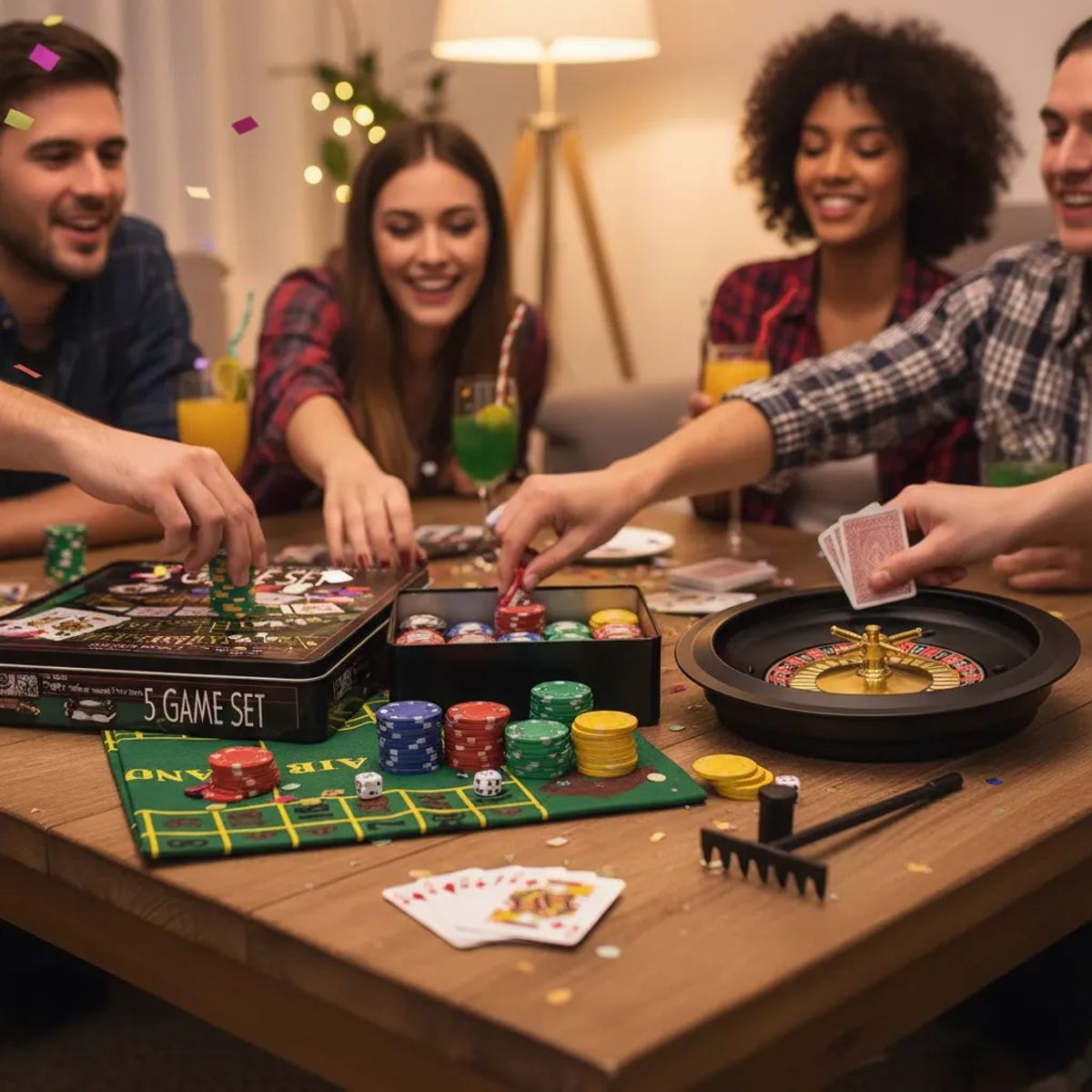 GENERICO - Set 5 Juegos En 1 Casino Ruleta Poker, Blackjack, Póker