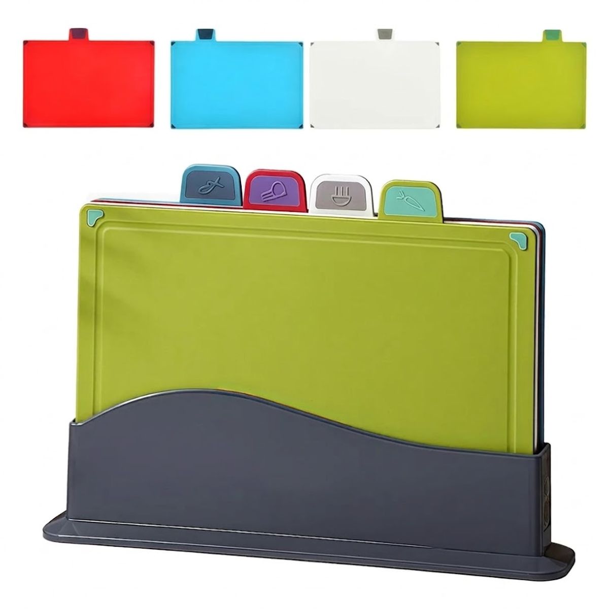 GENERICO - Tablas para Picar Utensilio Cocina con Base Colores 4 Piezas