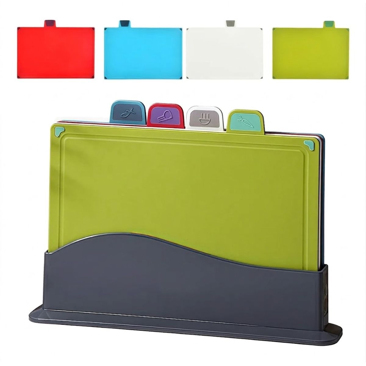 GENERICO - Tablas para Picar Utensilio Cocina con Base Colores 4 Piezas