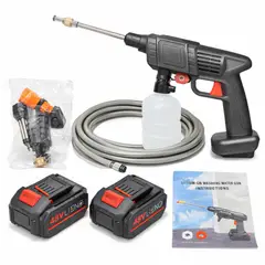 GENERICO - Pulverizador Hidrolavadora Alta Presión Inalámbrica + 2 Baterías Negro 50 Hz/60 Hz