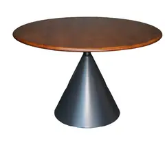 BROOKMAN - Mesa Comedor Adeline Redonda 120 cm Madera de Caucho Walnut y Base Negra