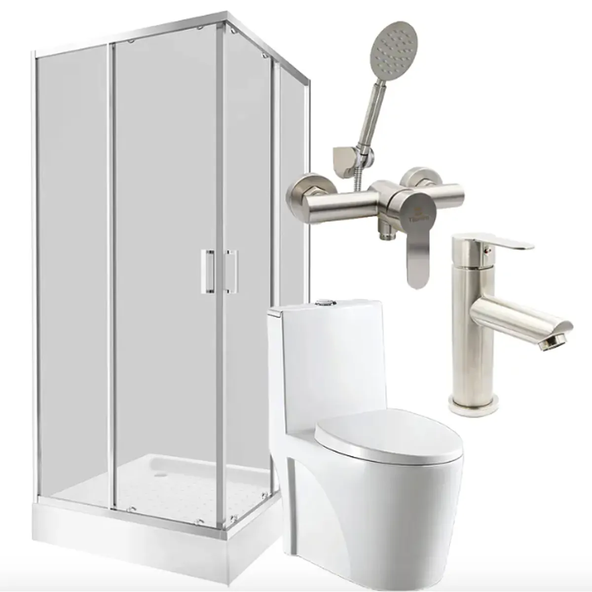 DOER - Combo Renueva tu baño III Cabina+Sanitario premium+Grifería ducha y Lavamanos
