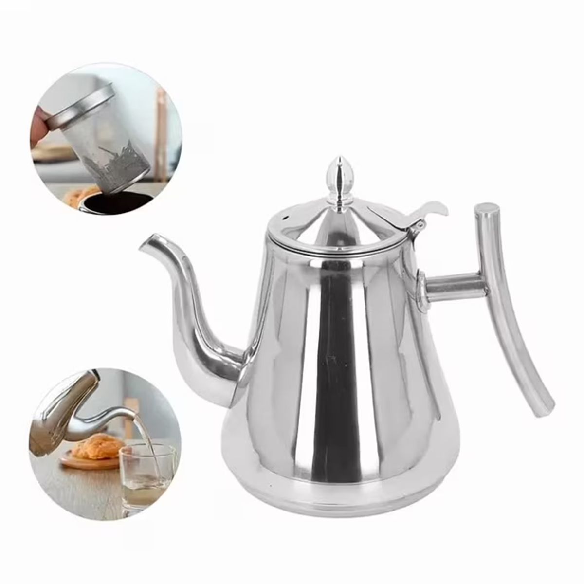 GENERICO - Tetera Infusor Acero Inoxidable para Té y Infusiones 1 Litro