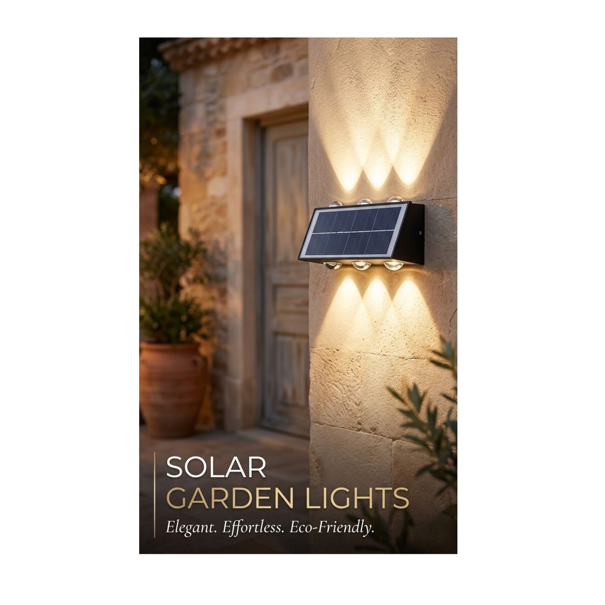 GENERICO - Aplique Solar de Pared Exterior LED - Foco Bidireccional Decorativo Jardín