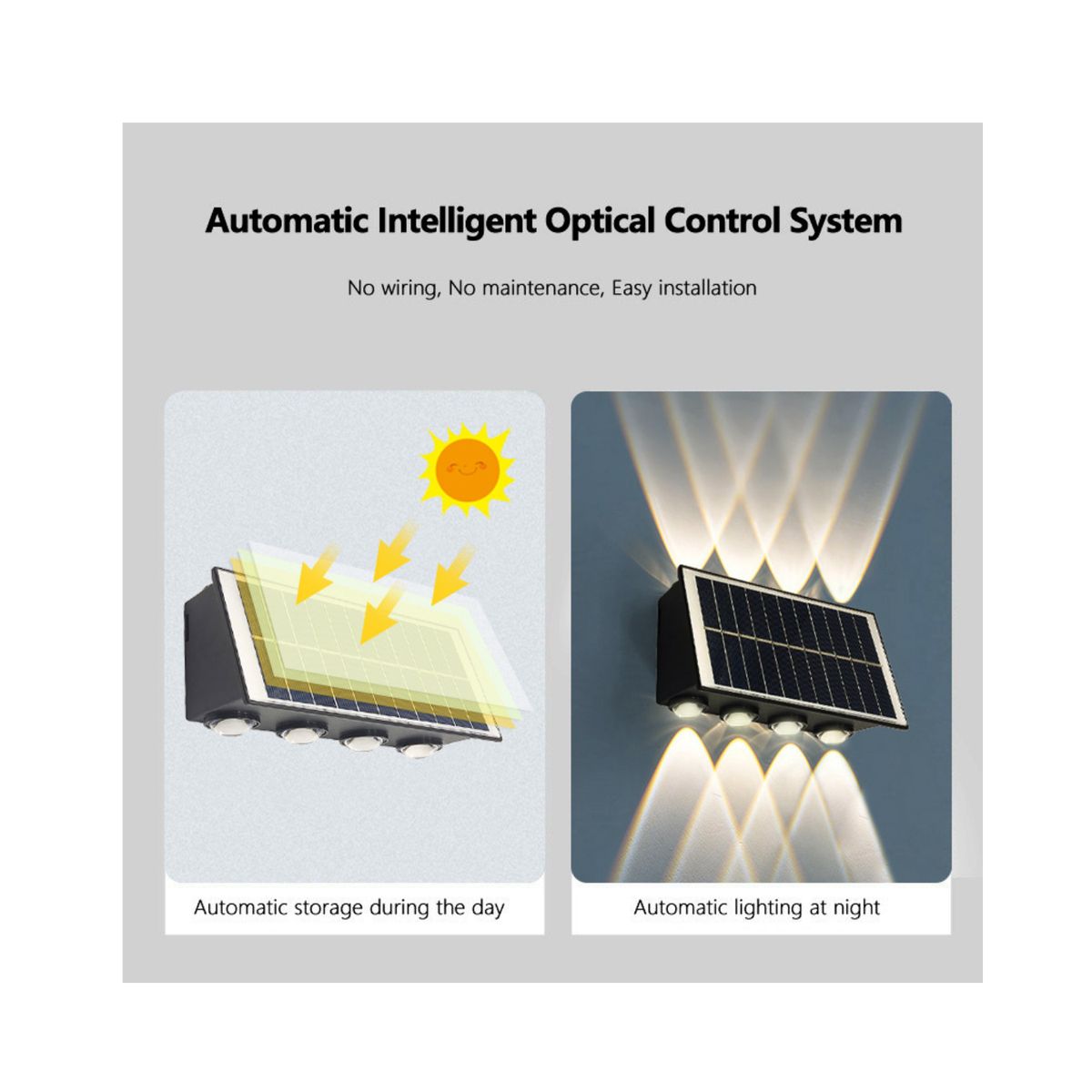 GENERICO - Aplique Solar de Pared Exterior LED - Foco Bidireccional Decorativo Jardín