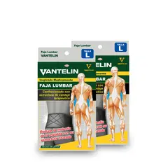 VANTELIN - Pack Doble Faja Lumbar Estabilizadora L Negra