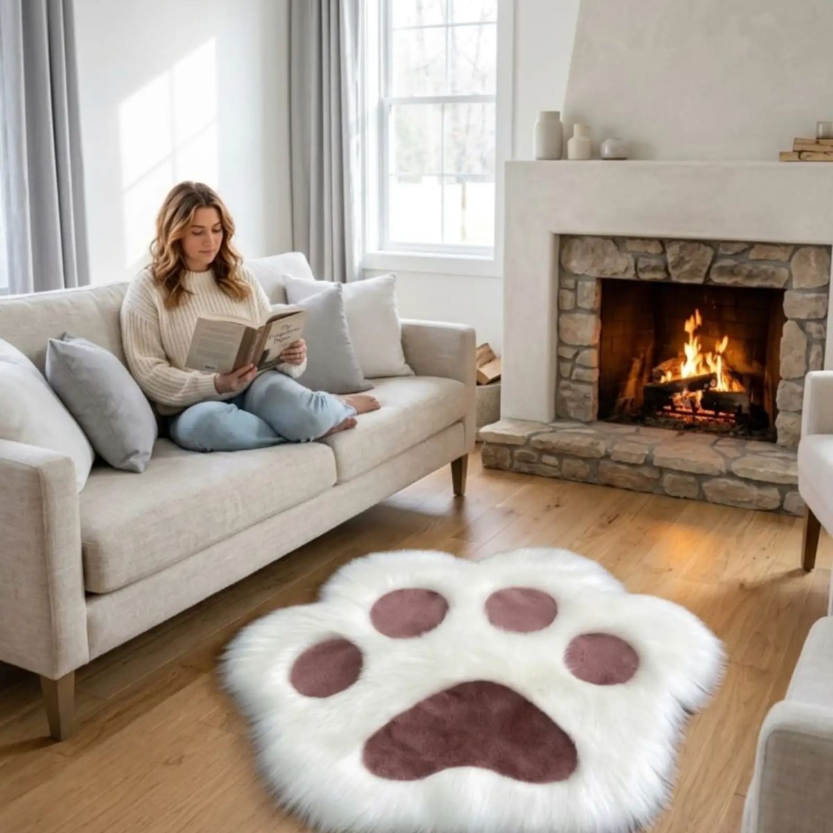 GENERICO - Set de 2 Alfombras Huellita De Gato Ultra Suave Varios Colores 70x80