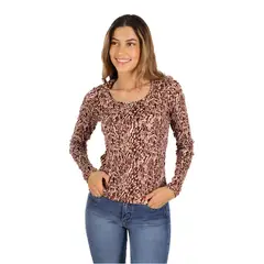 DIVINO JEANS - Polera Mila I Burdeo Print