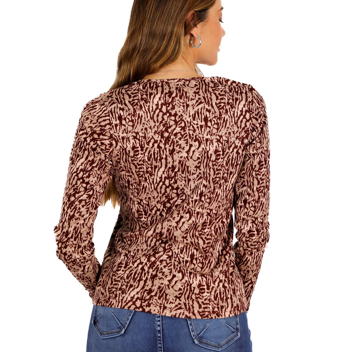 DIVINO JEANS - Polera Mila I Burdeo Print  Divino Jeans