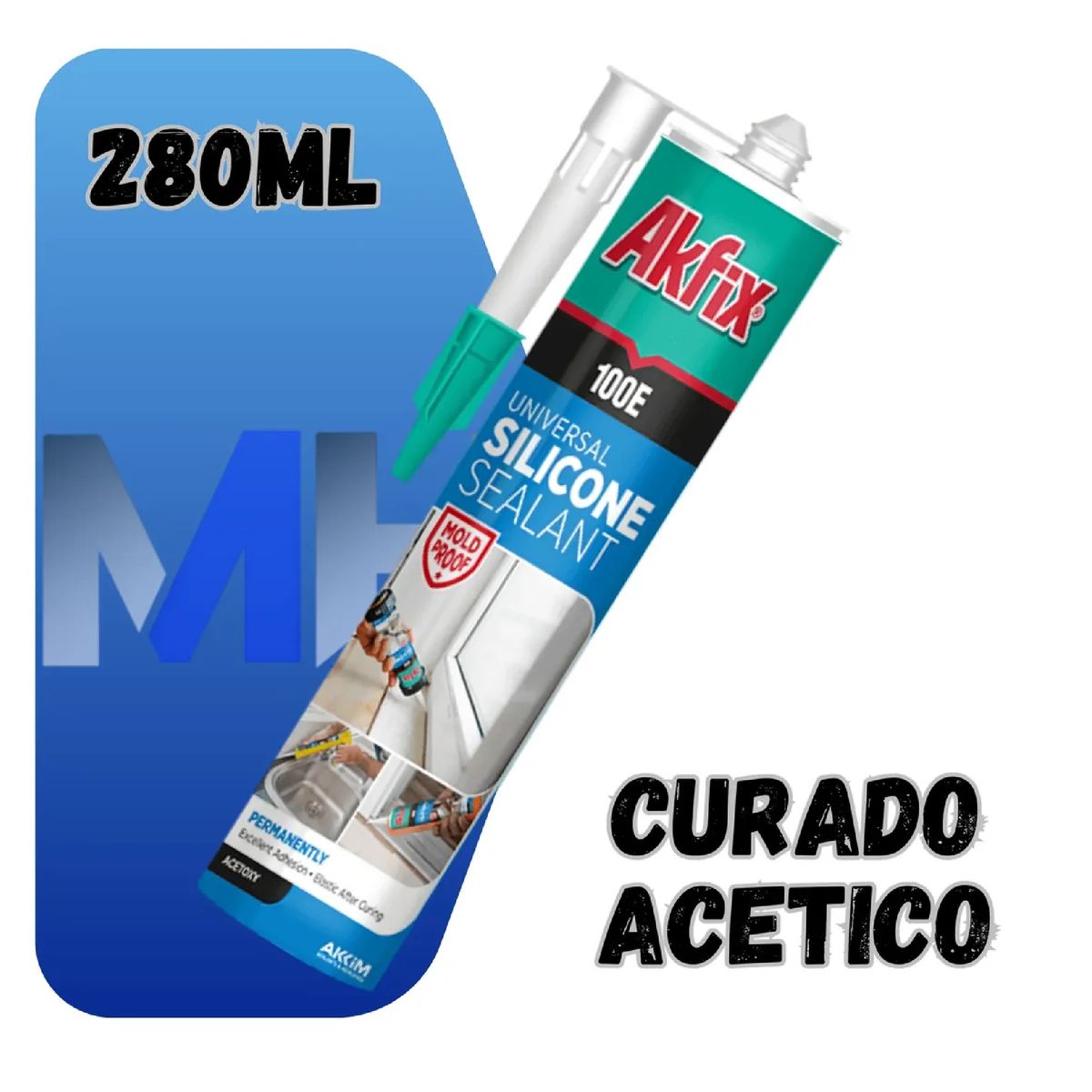 AKFIX - Silicona Universal Antibacteriana 100e Transparente 280ml