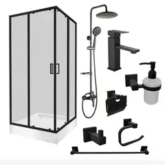 DOER - Combo renueva tu baño II Cabina 90x90 + Columna+Accesorios+Grifería