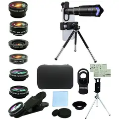 PUREPOWER - 8 en 1 Teleobjetivo Lentes Zoom para Celular,HK 40X, Ojo de Pez205°,Gran Angular de140°