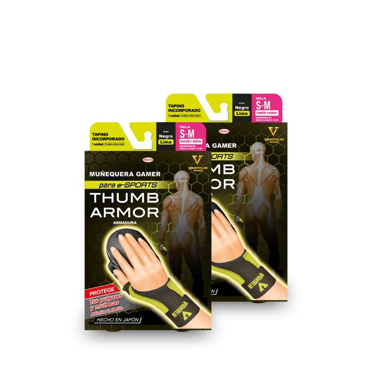 Pack Doble Thumb Armor Munequera Para Gamers Talla S-M Neon Lime