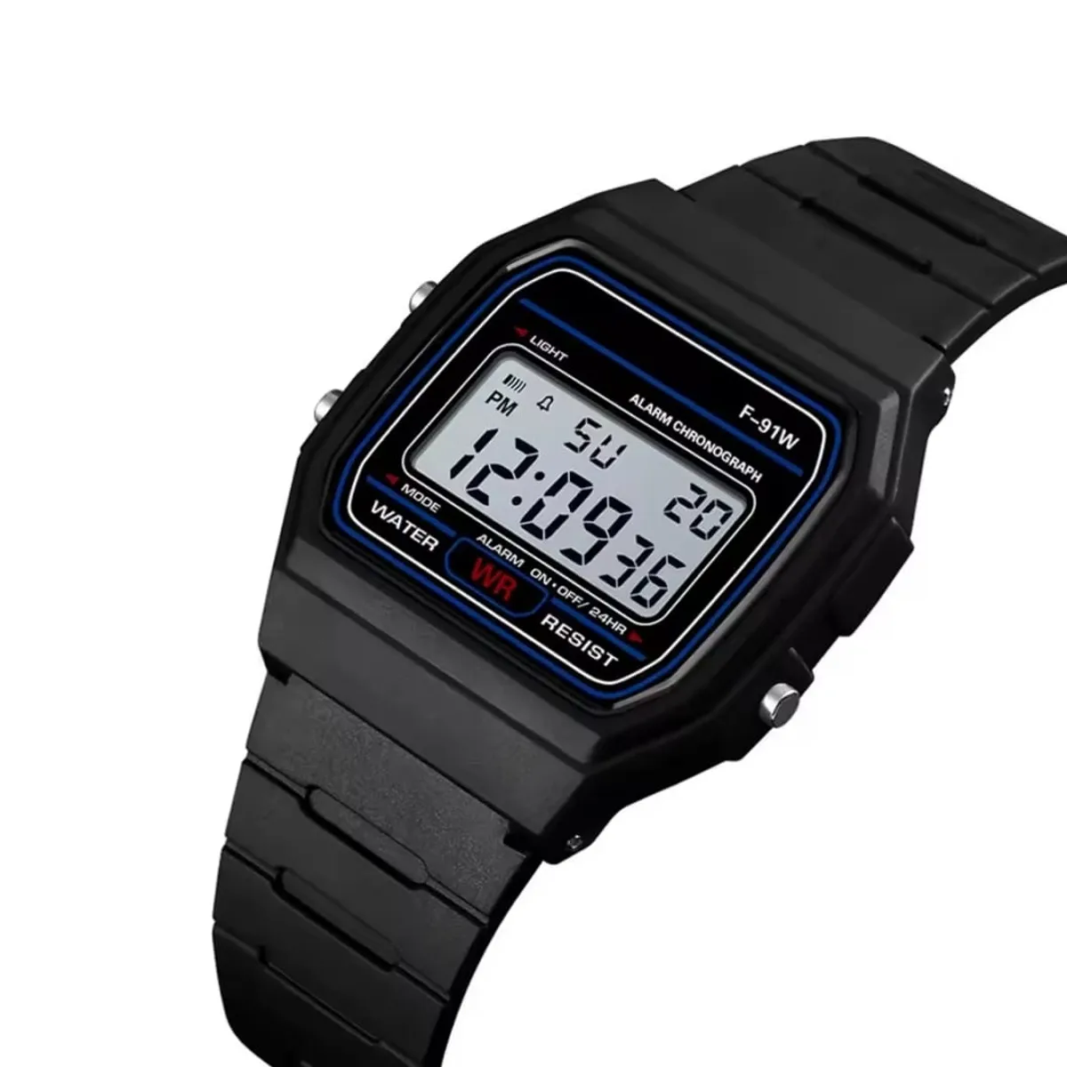 GENERICO - Reloj Digital Cuadrado LED Deportivo Unisex Correa Silicona Negro