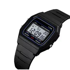 GENERICO - Reloj Digital Cuadrado LED Deportivo Unisex Correa Silicona Negro