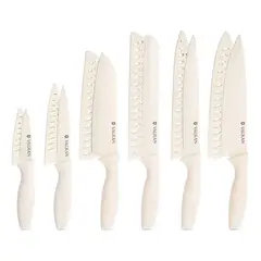 GENERICO - Set Cuchillos 12 Piezas Cocina Acero Valkan Color Crema BELUG