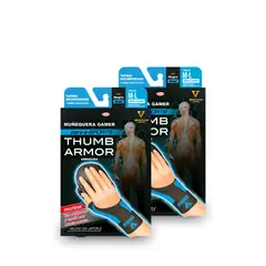 VANTELIN - Pack Doble Thumb Armor Muñequera Para Gamers Talla M-L Neon Blue