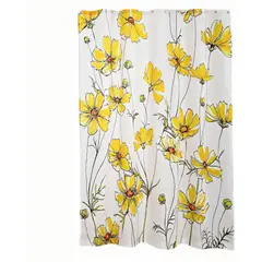 GENERICO - CORTINA DE BAÑO DE TELA IMPERMEABLE MAS FORRO CON DISEÑO FLOREADO F1