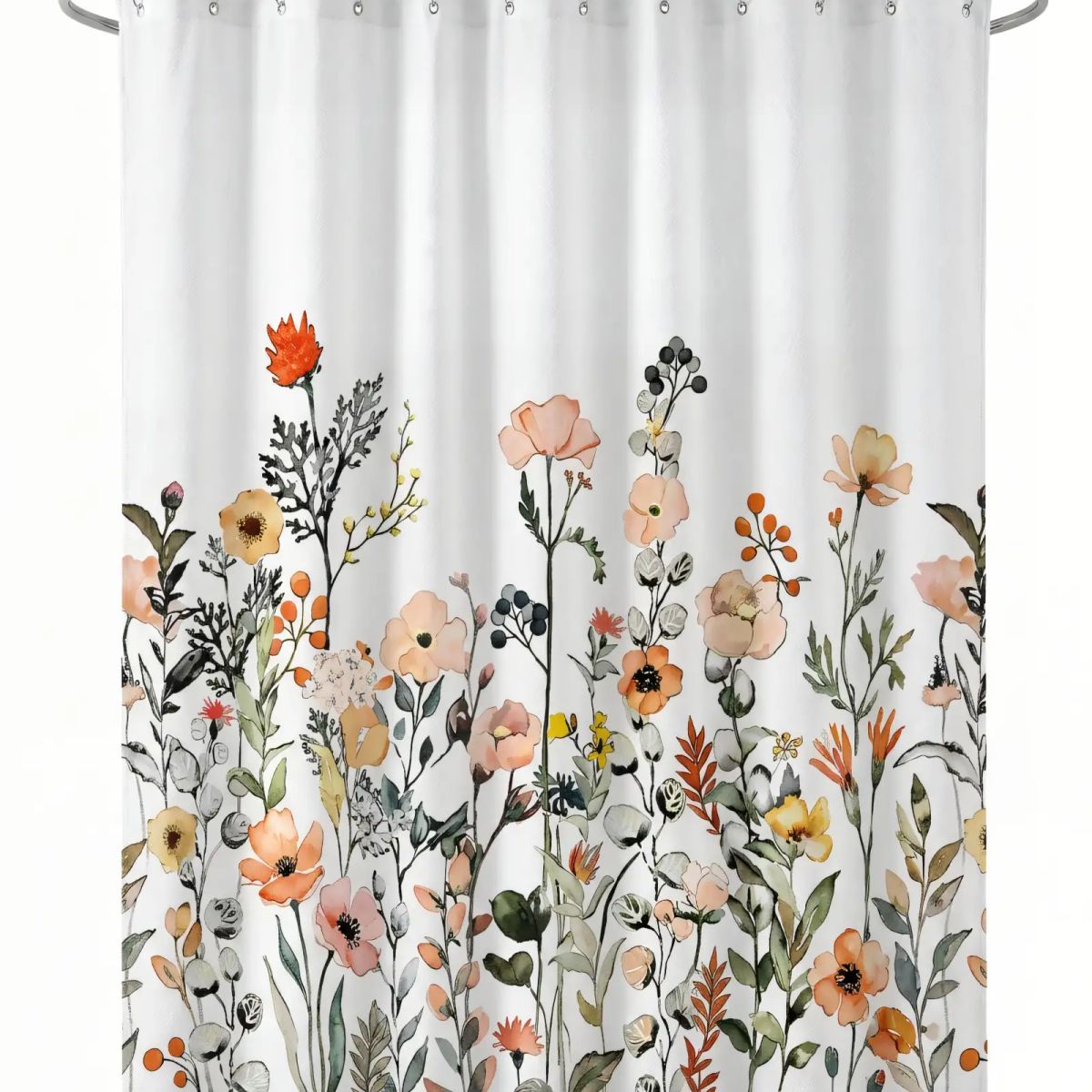 GENERICO - CORTINA DE BAÑO DE TELA IMPERMEABLE MAS FORRO CON DISEÑO FLOREADO F3